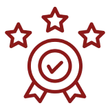 Achievement emblem with check and stars