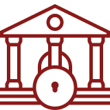 Bank icon with lock symbol