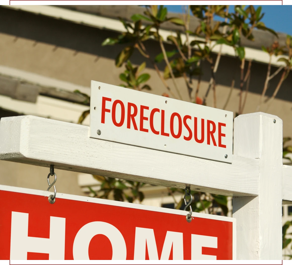 Foreclosure sign outside a house
